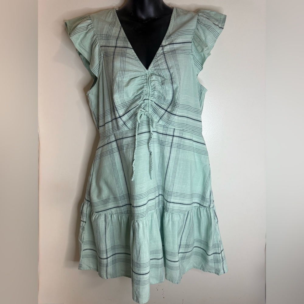 Universal Thread Flutter Short Sleeve Light Green Ruffle Mini Skater Dress